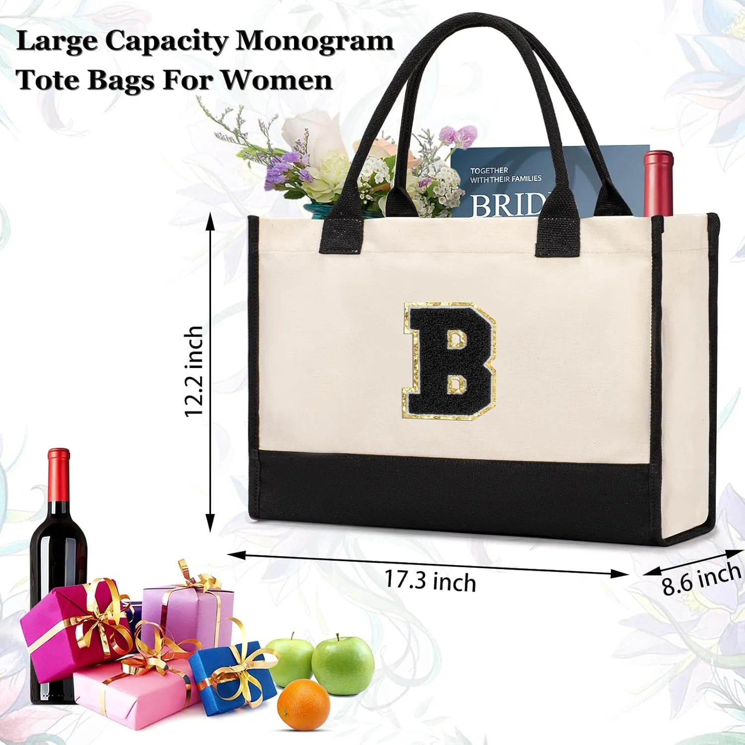 Personalized Initial Tote Bag - Birthday, Christmas, Teacher, Mom, Sister, Friend Gifts
