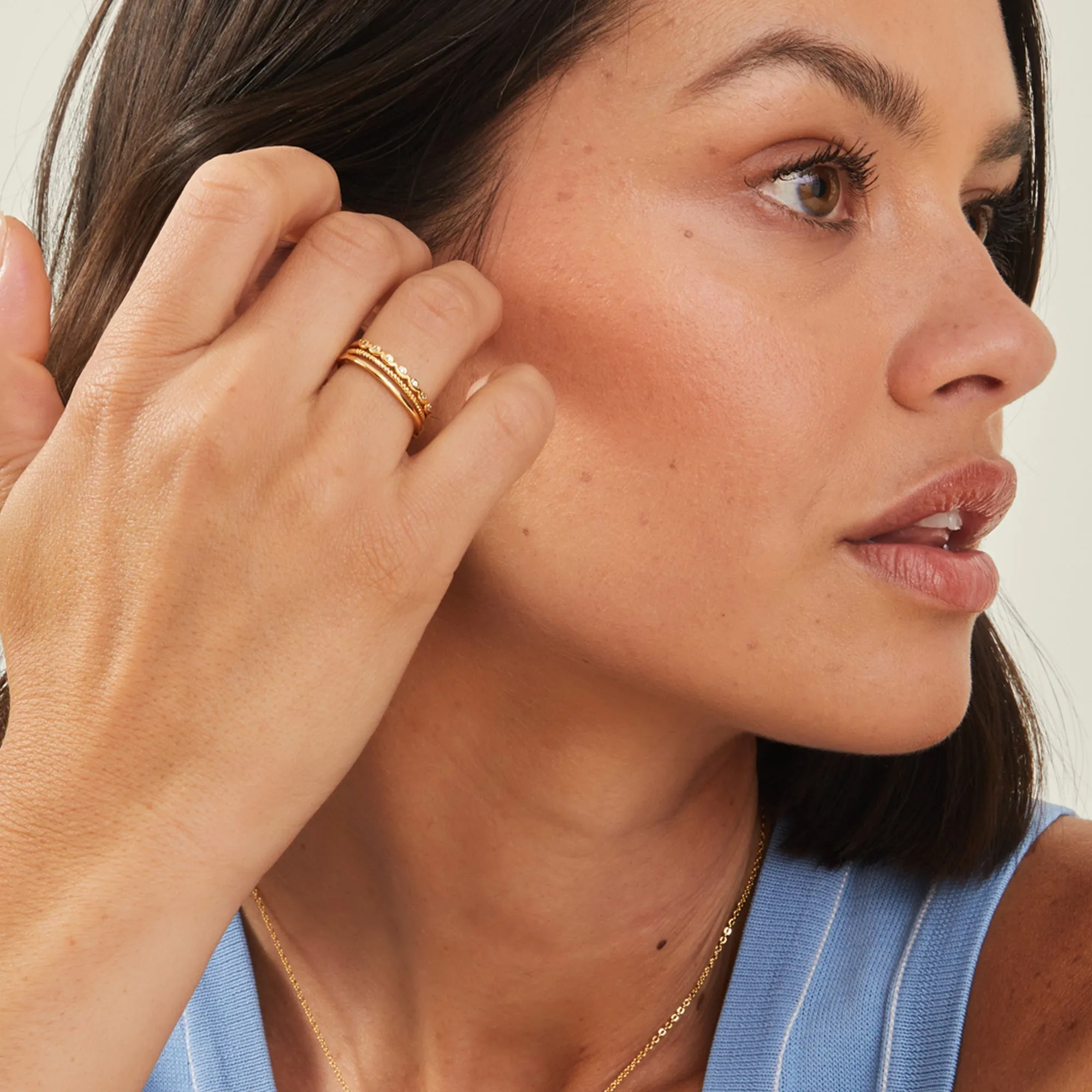 Real Gold Plated Sparkle Rings Pack Of 3-Large