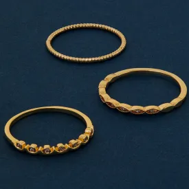 Real Gold Plated Sparkle Rings Pack Of 3-Large
