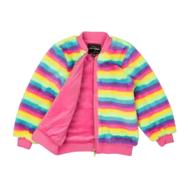 Rock Your Baby Fluorescent Stripe Faux Fur Jacket