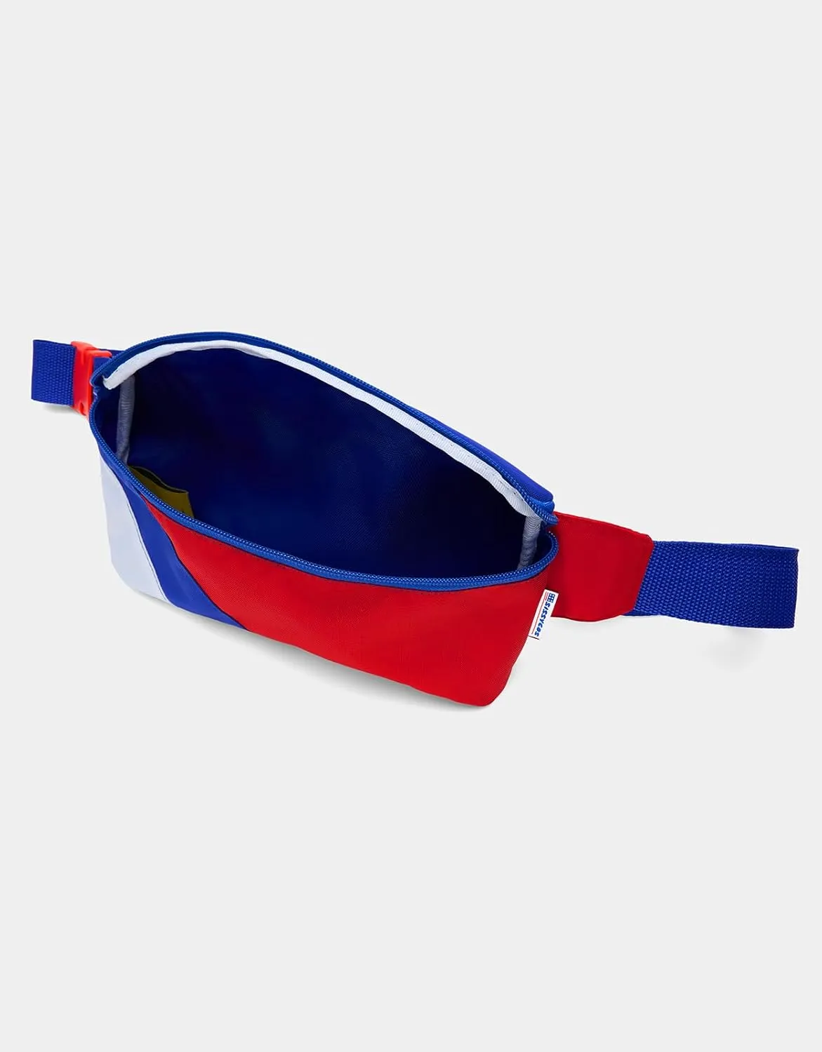 sissycos 4th of July 80s Retro Neon Fanny Pack, 90s Accessories for Women Men Waist Packs, 2 Pockets Belt Waist Crossbody Bag, American Flag Print (Flag color blocking)