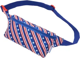 sissycos 4th of July 80s Retro Neon Fanny Pack, 90s Accessories for Women Men Waist Packs, 2 Pockets Belt Waist Crossbody Bag, American Flag Print (Liberty Diagonal)