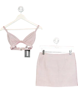 SLA the label Pink Glitter Bralette And Mini Skirt Co-ord Set UK XS