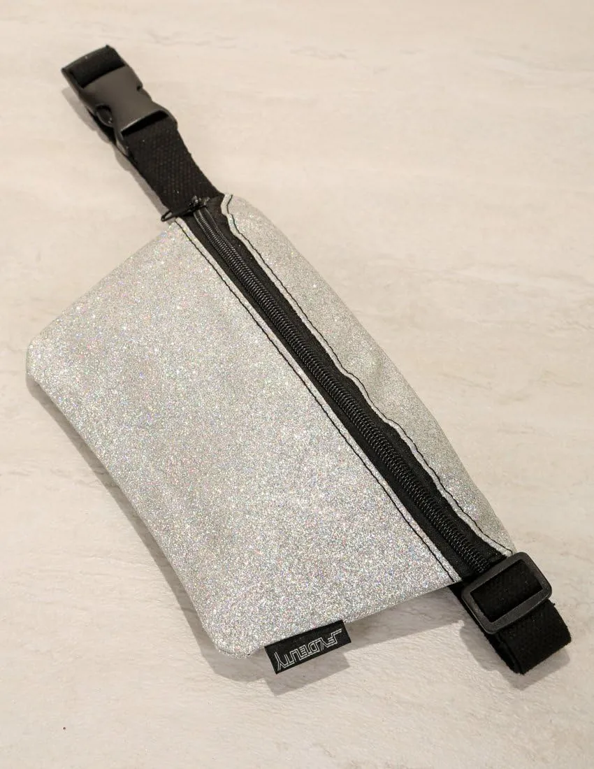 Small Fanny Packs for Women  80s/90s Holographic Bum Bag  Unisex Retro Neon Crossbody Waist Belt Bag for Travel, Festivals, & Daily Use  Waist Belt Bag for Women | Dazzler Silver Glitter