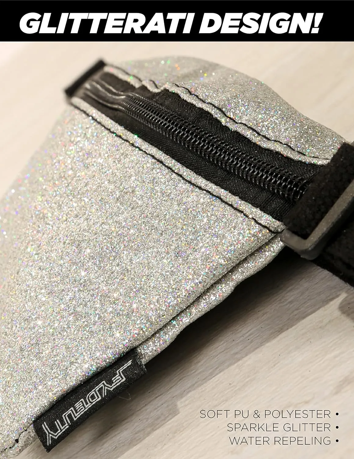 Small Fanny Packs for Women  80s/90s Holographic Bum Bag  Unisex Retro Neon Crossbody Waist Belt Bag for Travel, Festivals, & Daily Use  Waist Belt Bag for Women | Dazzler Silver Glitter