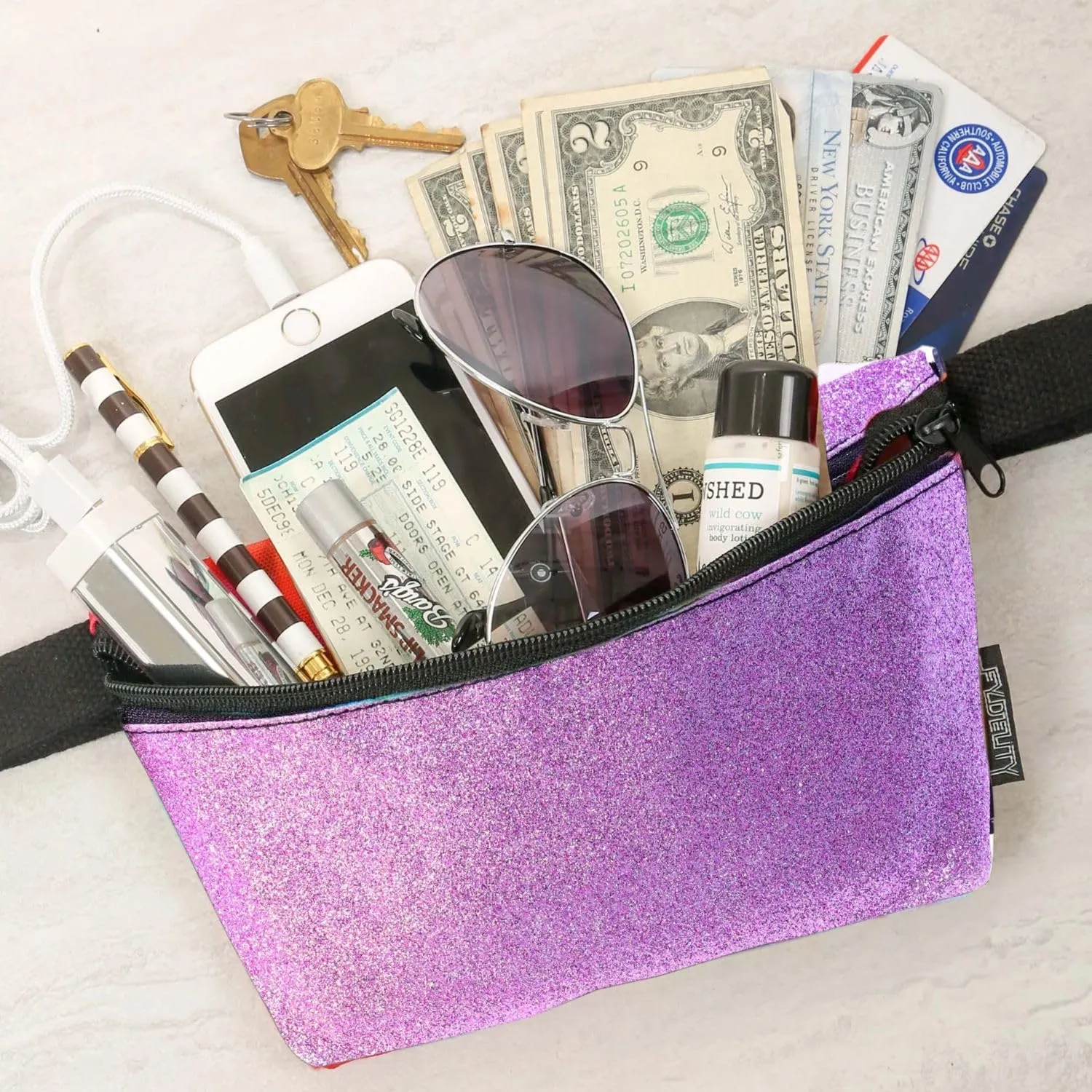 Small Fanny Packs for Women  80s/90s Holographic Bum Bag  Unisex Retro Neon Crossbody Waist Belt Bag for Travel, Festivals, Sports & Daily Use  Waist Belt Bag for Women (83146-F)
