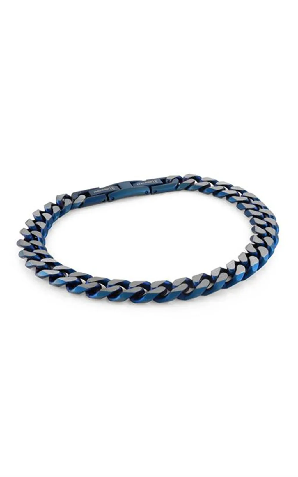 Stainless Steel IP Blue 8.6mm Curb Chain Men's Bracelet