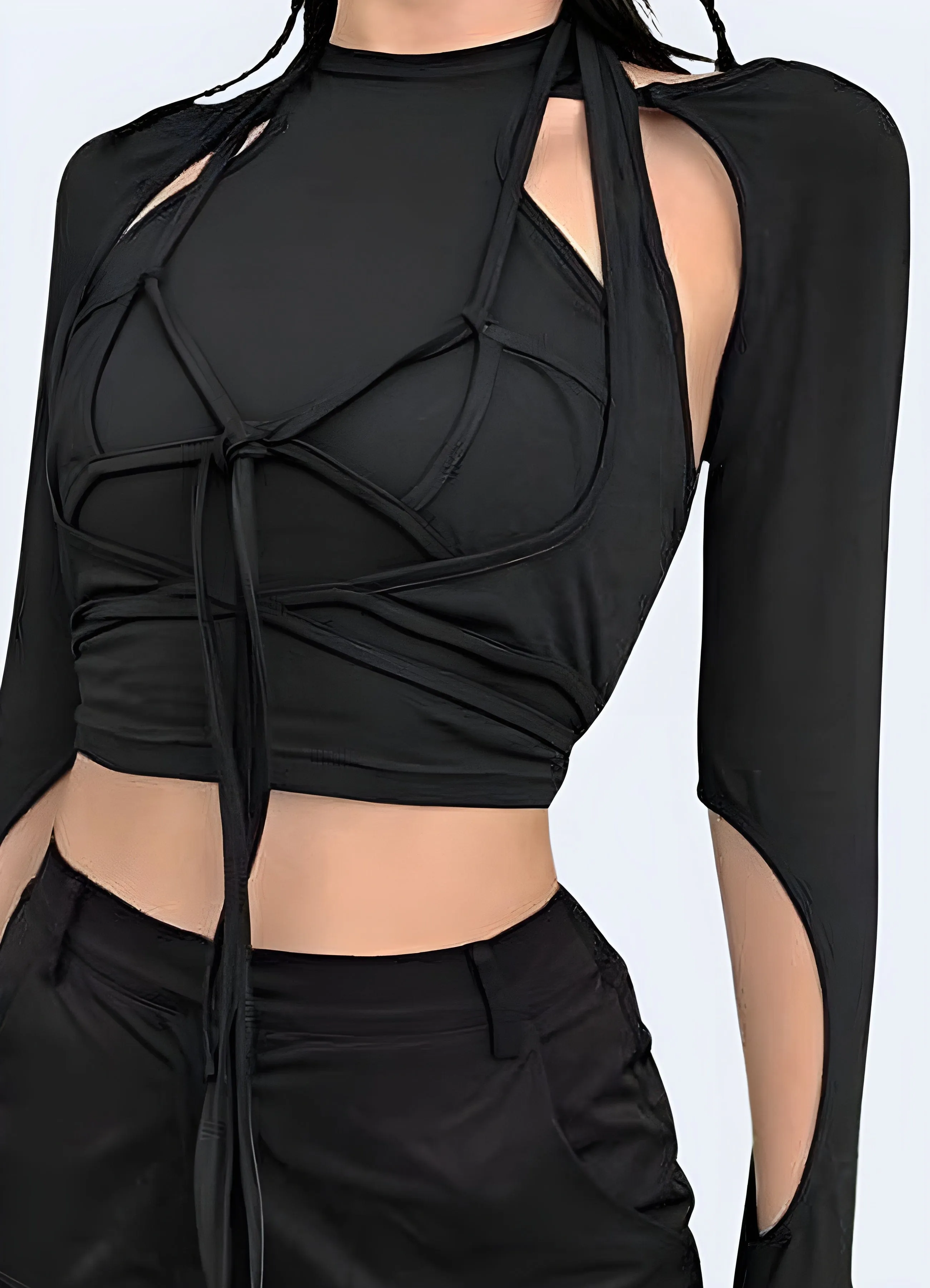 Techwear Lace Up Crop Top