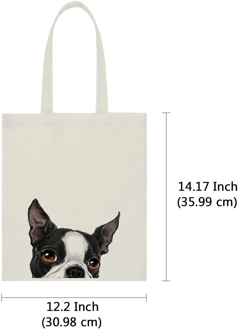 WIRESTER Canvas Tote Bag for Women & Girls - Beach, Grocery & Travel Tote - Cute Dog