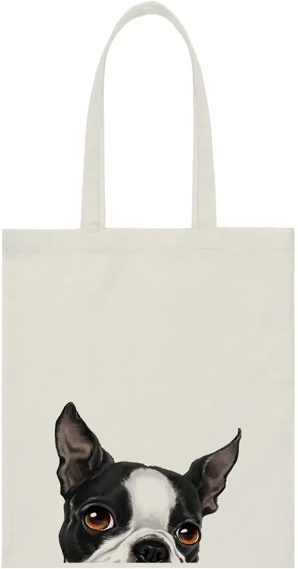 WIRESTER Canvas Tote Bag for Women & Girls - Beach, Grocery & Travel Tote - Cute Dog