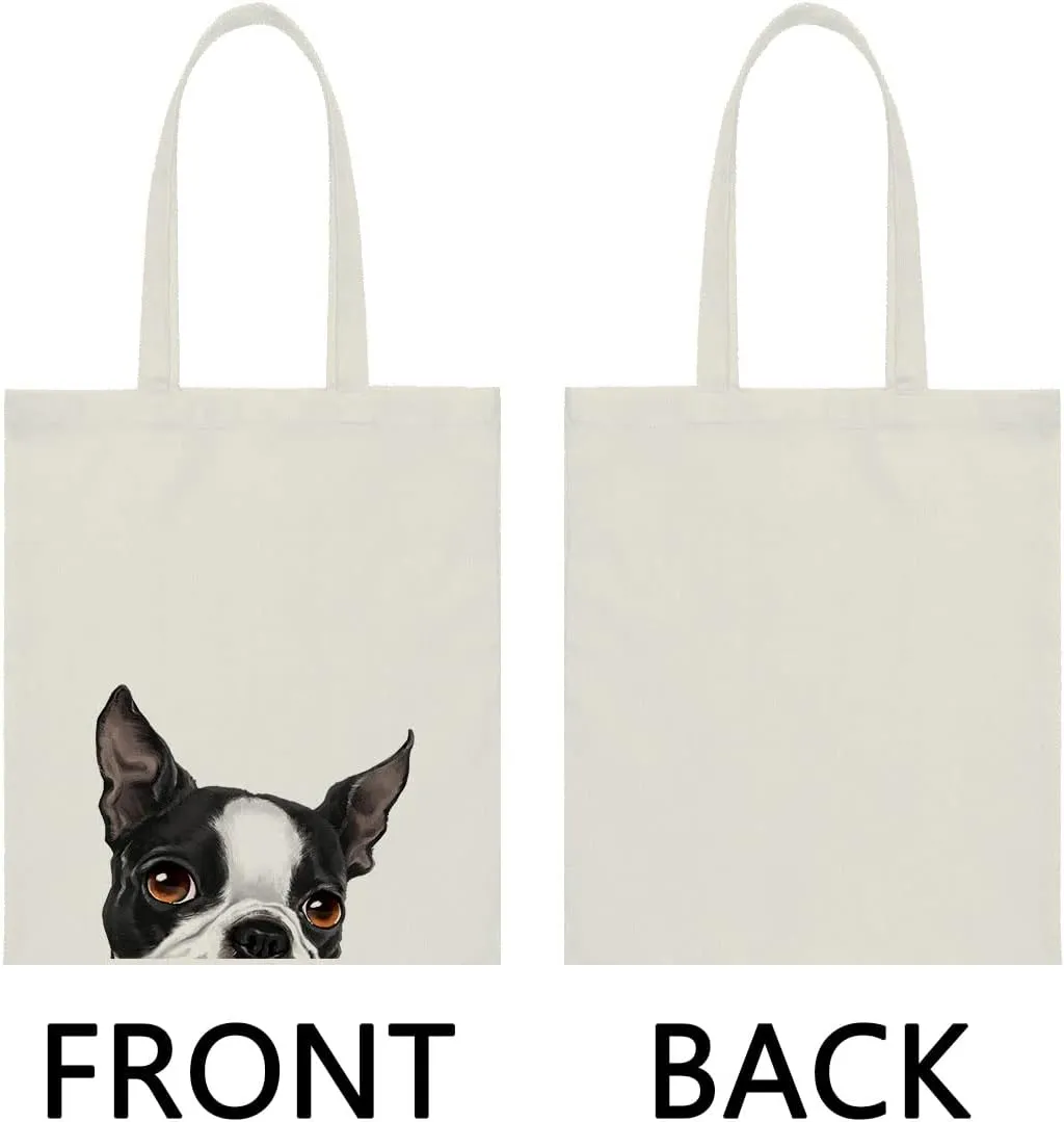 WIRESTER Canvas Tote Bag for Women & Girls - Beach, Grocery & Travel Tote - Cute Dog