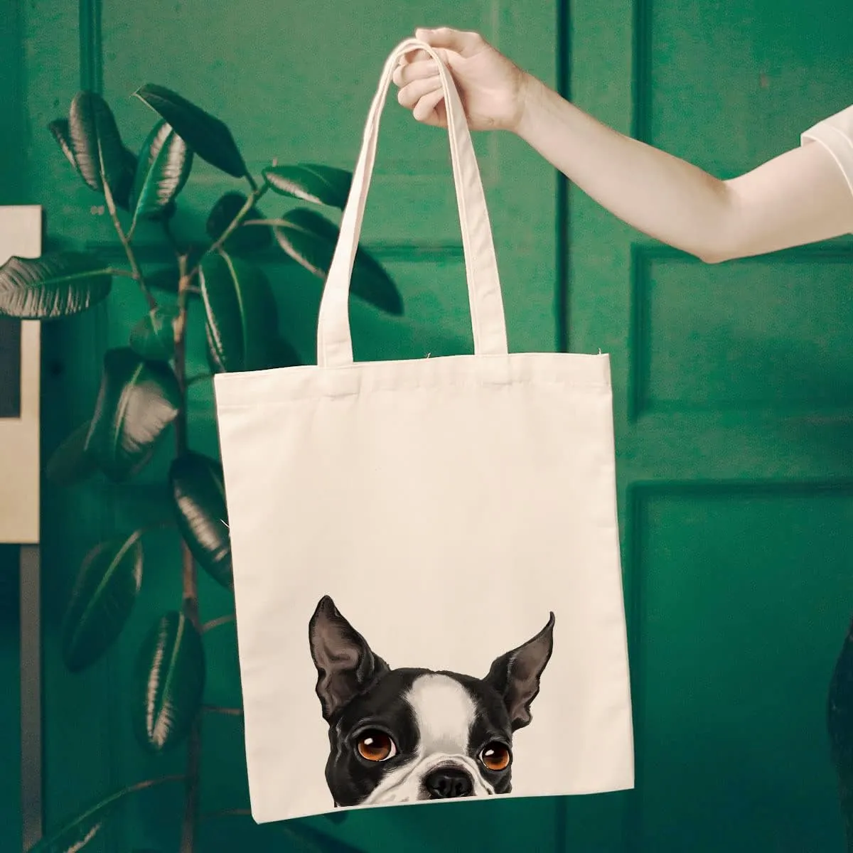 WIRESTER Canvas Tote Bag for Women & Girls - Beach, Grocery & Travel Tote - Cute Dog