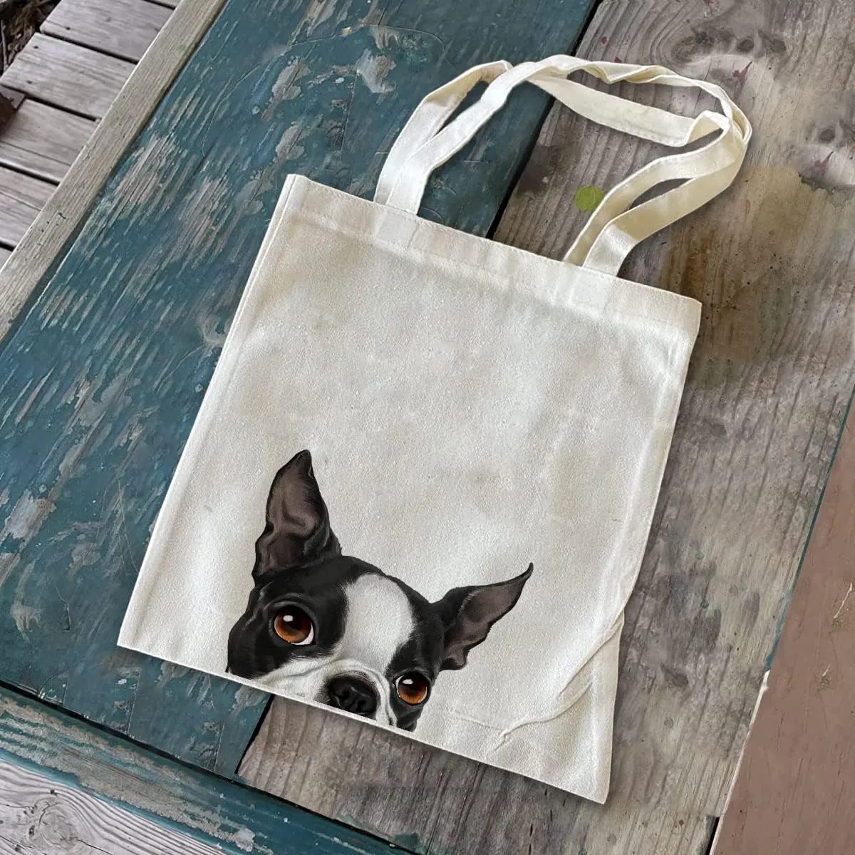 WIRESTER Canvas Tote Bag for Women & Girls - Beach, Grocery & Travel Tote - Cute Dog