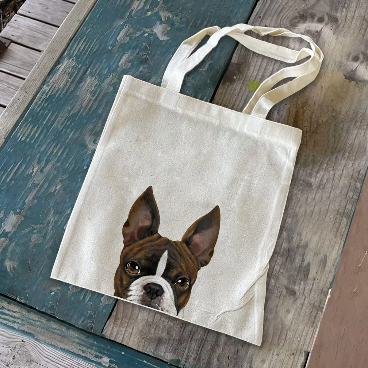 WIRESTER Reusable Canvas Tote Bag for Women Girls, Grocery Shopping Bag, Shoulder Bag, Travel Tote Bag, Cute Dog Cat