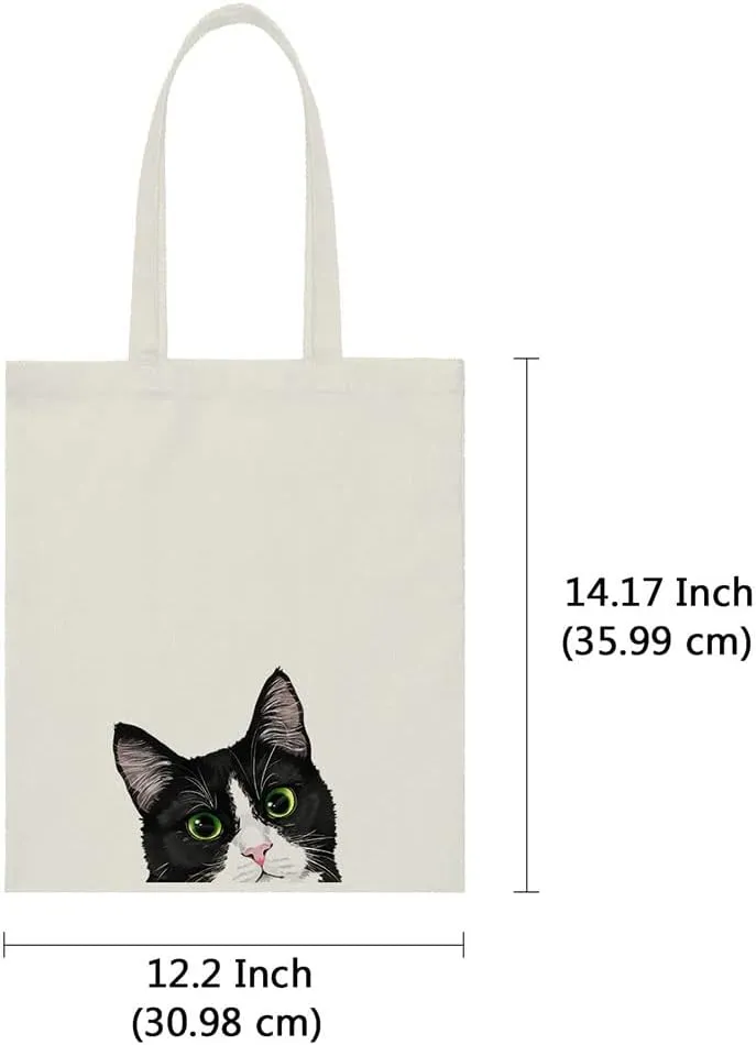 WIRESTER Reusable Canvas Tote Bag for Women Girls, Grocery Shopping Bag, Shoulder Bag, Travel Tote Bag, Dog Cat Animal