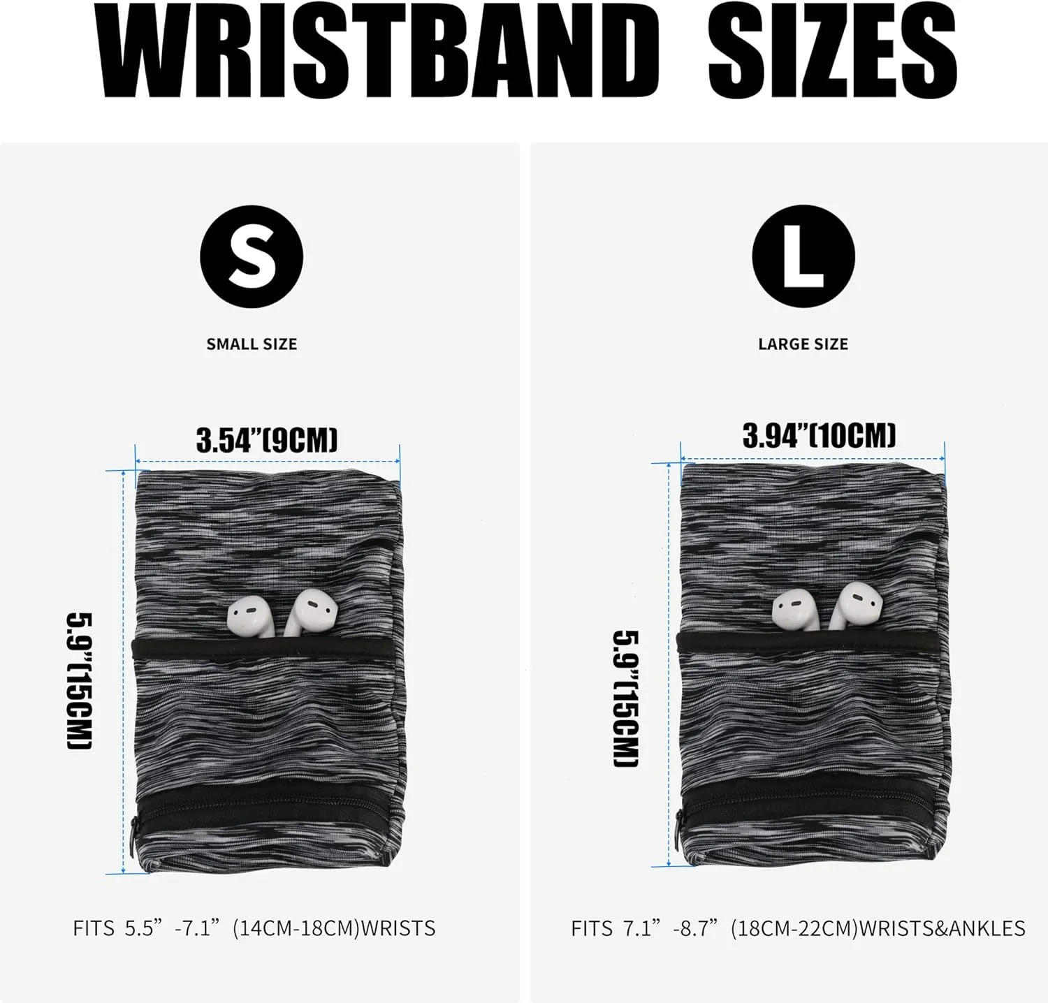 Wrist Pouch, Pocket Wallet with Zippered for Running, Walking, Hiking, Yoga and More