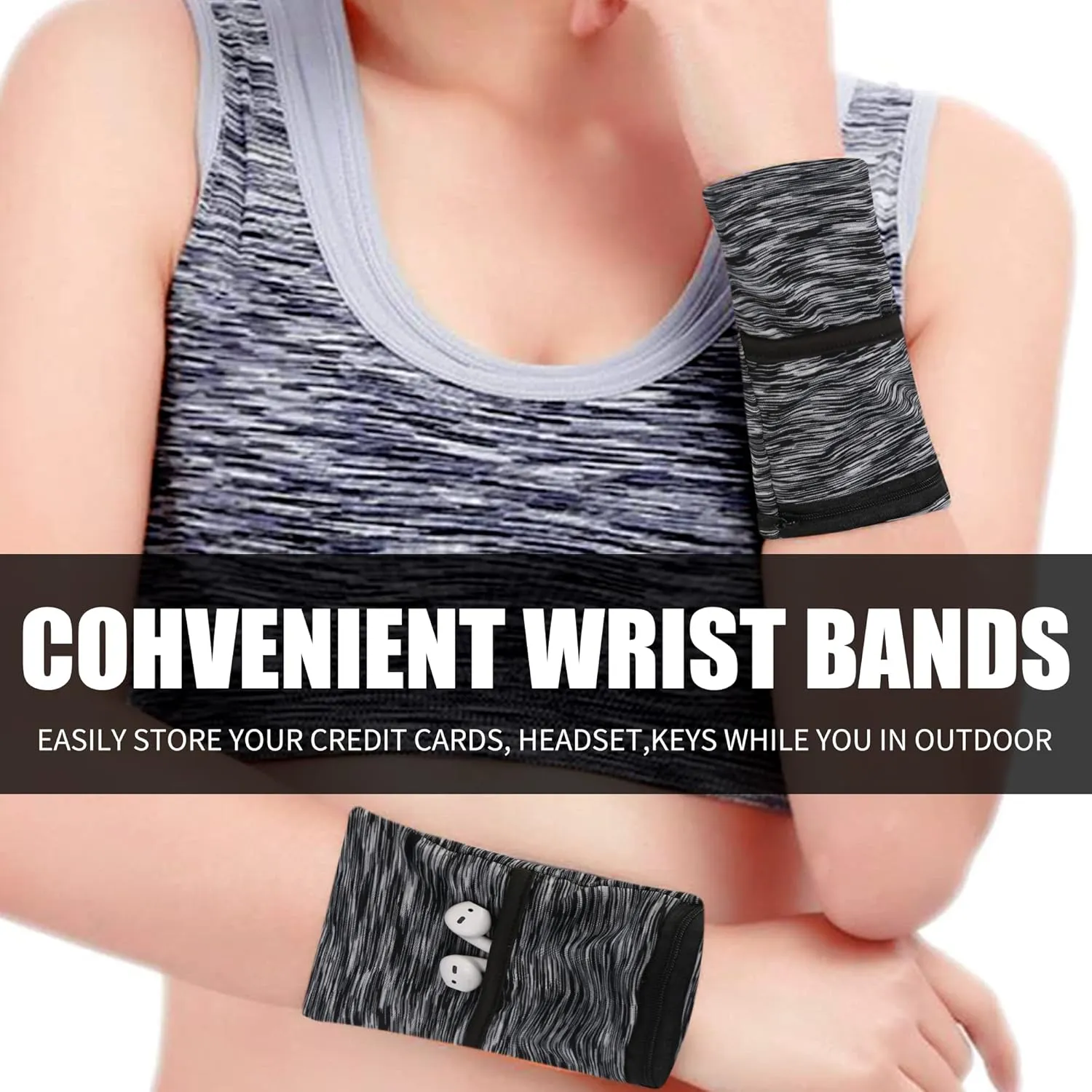 Wrist Pouch, Pocket Wallet with Zippered for Running, Walking, Hiking, Yoga and More