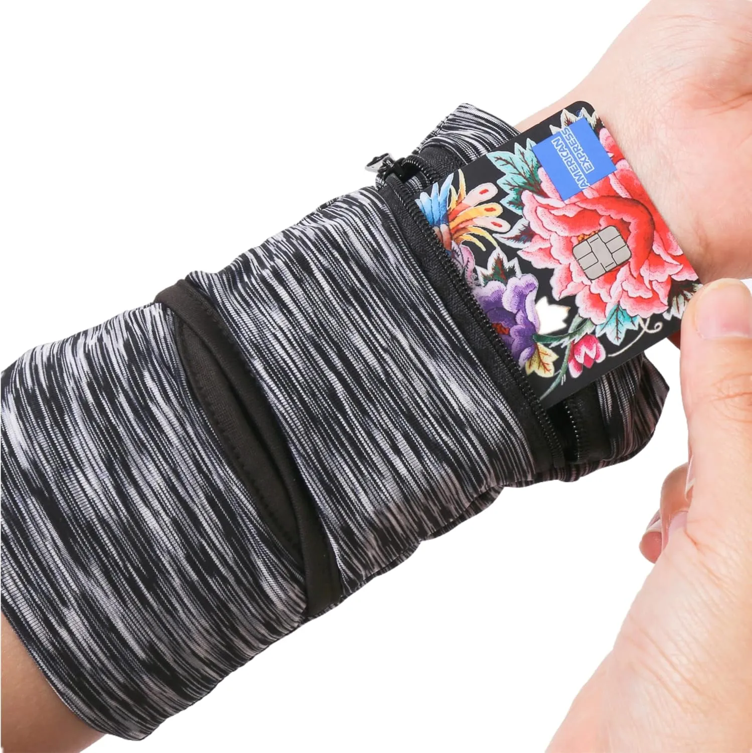 Wrist Pouch, Pocket Wallet with Zippered for Running, Walking, Hiking, Yoga and More
