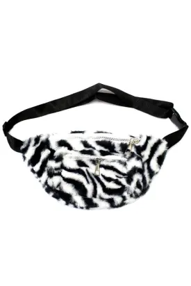 Zebra Faux Fur Fanny Pack